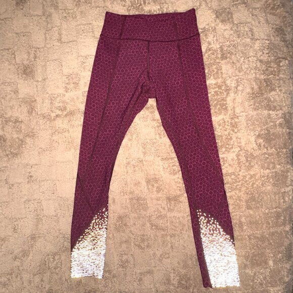 RARE Lululemon Reflective Tight Stuff Tights Star Pixel Raspberry Bordeaux 2 - Picture 3 of 9